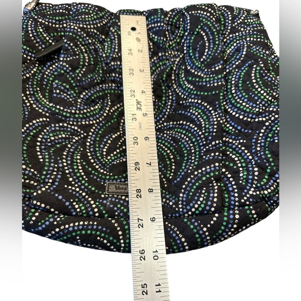Vera Bradley Hadley Crossbody Bag with Kiev Swirls Black/Green Adjustable Strap - Picture 8 of 9